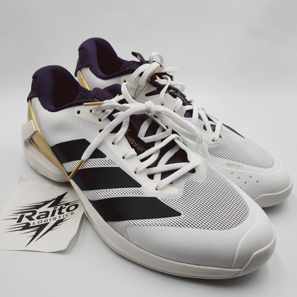 Mens Size 10.5 Adidas Tennis Shoes Adizero Ubersonic 5 Cloud White Black JQ3778 main image 5